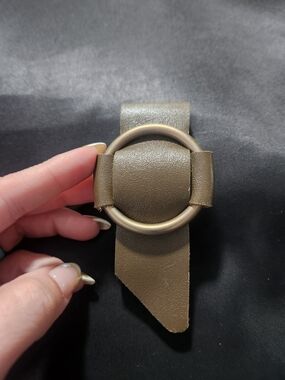 Olive Leather Bracelet Loop with Brass Ring Adjustable